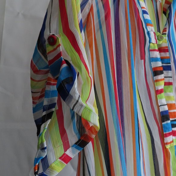Multi-colored Striped Swimsuit Tunic-style Coverup - SeaSuns (XXL) β§ - Picture 3 of 4
